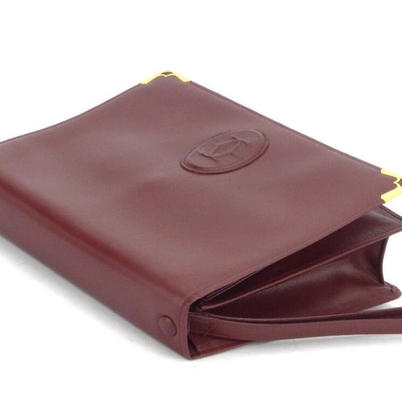 AUTH Cartier clutch bag mast line Bordeaux leather - Picture 5 of 8